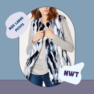 NWT INC FAUX FUR PATCHWORK VEST Large/Petite Large